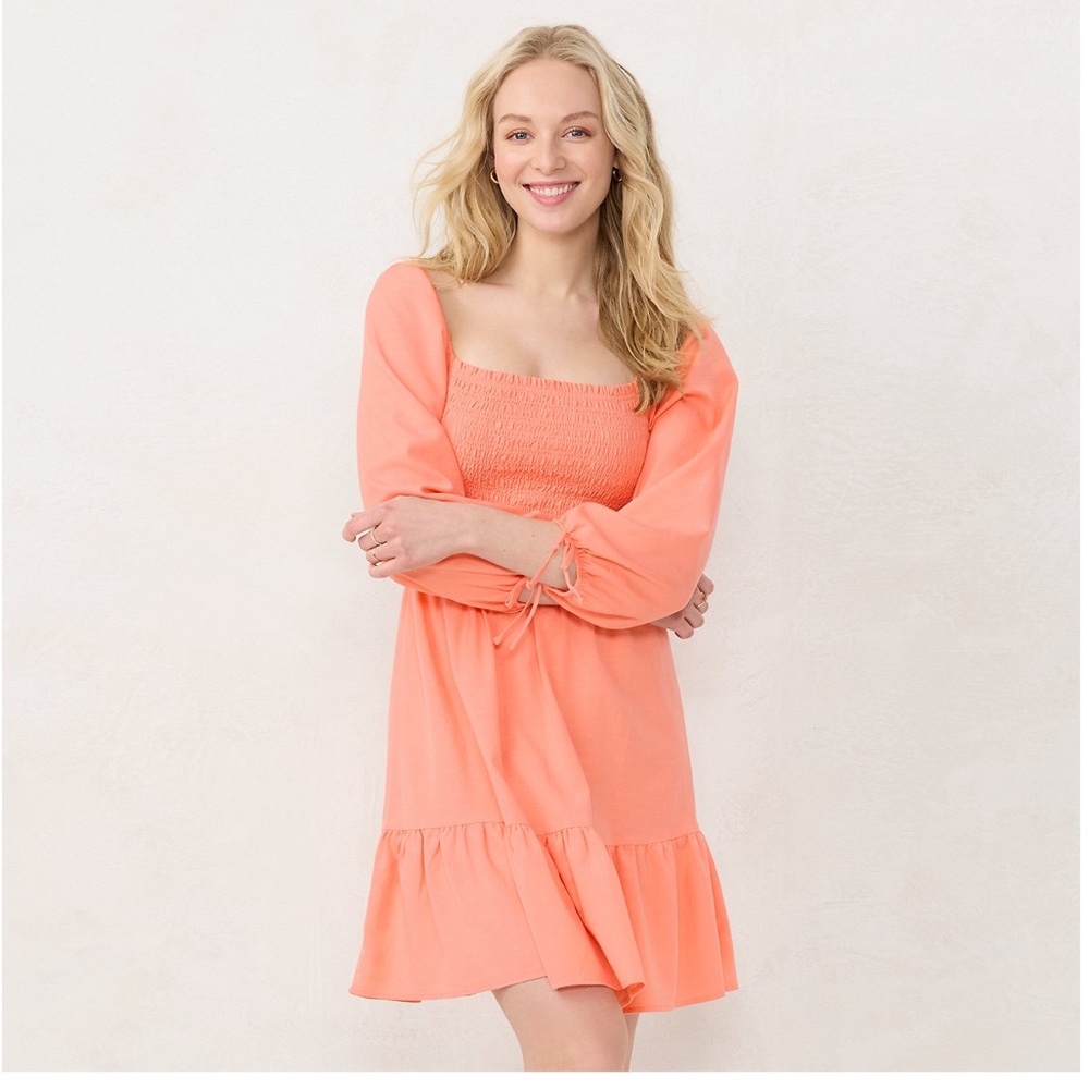LC Lauren Conrad Smocked Bodice Mini Dress for Summer -Large